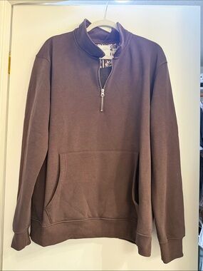 Denim & Flower Men's Zip-Up Pullover Sweater - Brown